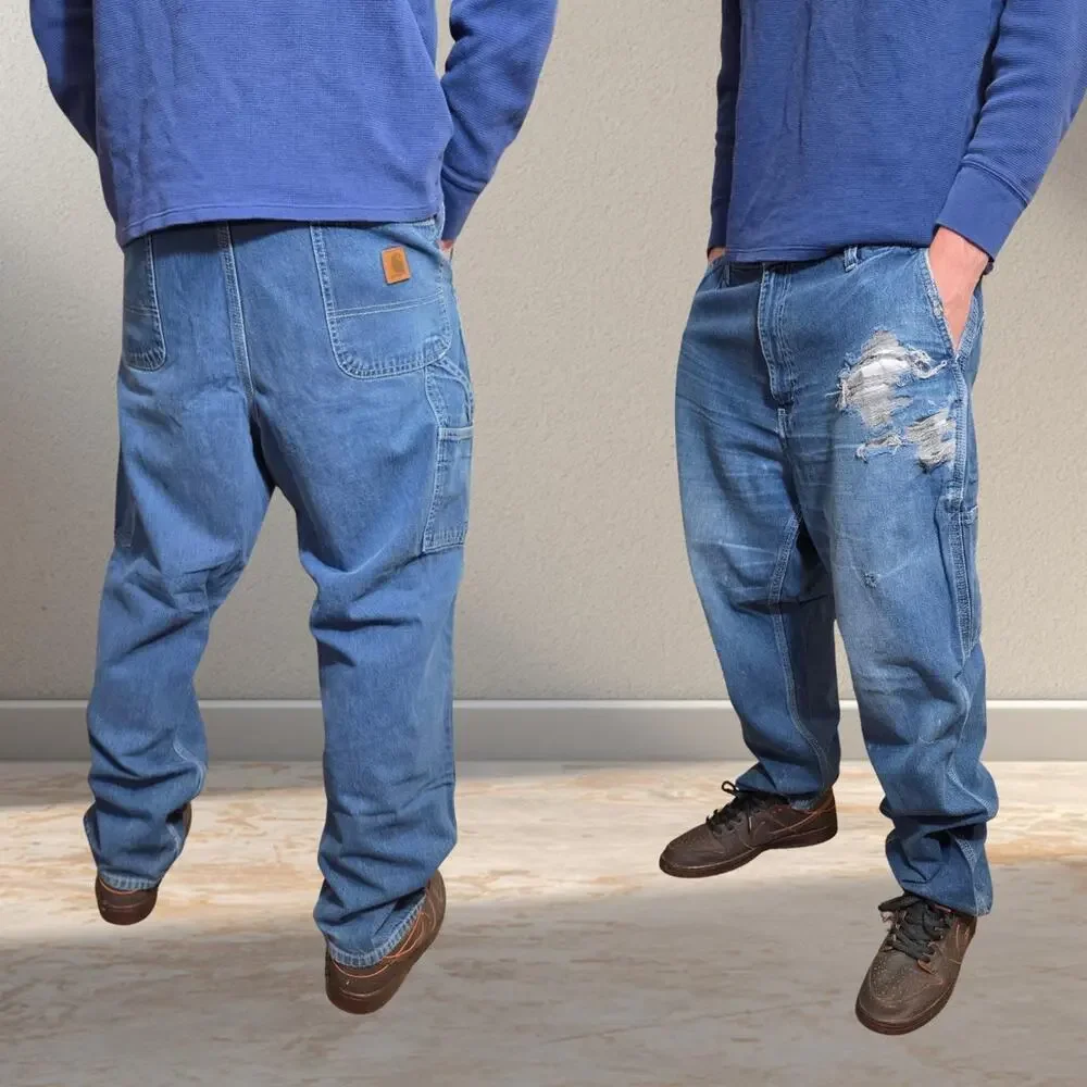 Thrashed Out Carhartt Denim Blue Jeans (38x30)